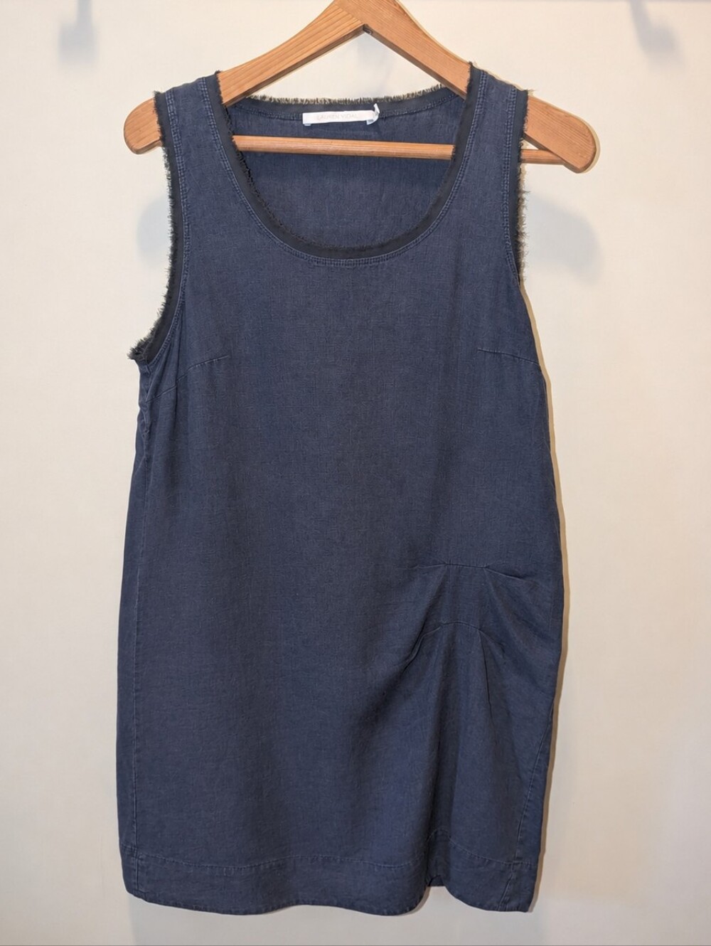 Lauren Vidal Paris Navy Linen Blend Sleeveless Tunic Dress Size Small